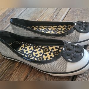 Tory Burch Channing canvas flats sz 10 1/2
